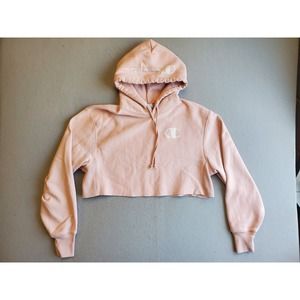 Champion Women's Reverse Weave Cropped Hoodie - Medium - Pink